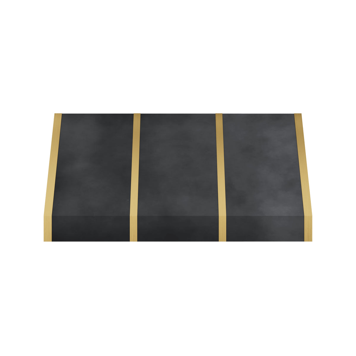Artisan Angle Custom Zinc Stove Hood with Brass Straps ATHZ-03