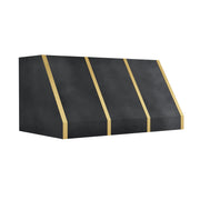 Artisan Angle Custom Zinc Stove Hood with Brass Straps ATHZ-03
