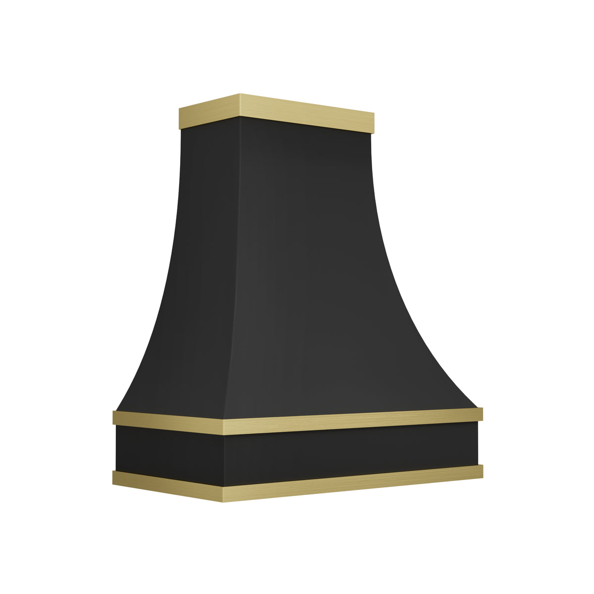 Artisan Classic Black Custom Stainless Steel Kitchen Hood Decored with Brass Trims ATHS-27