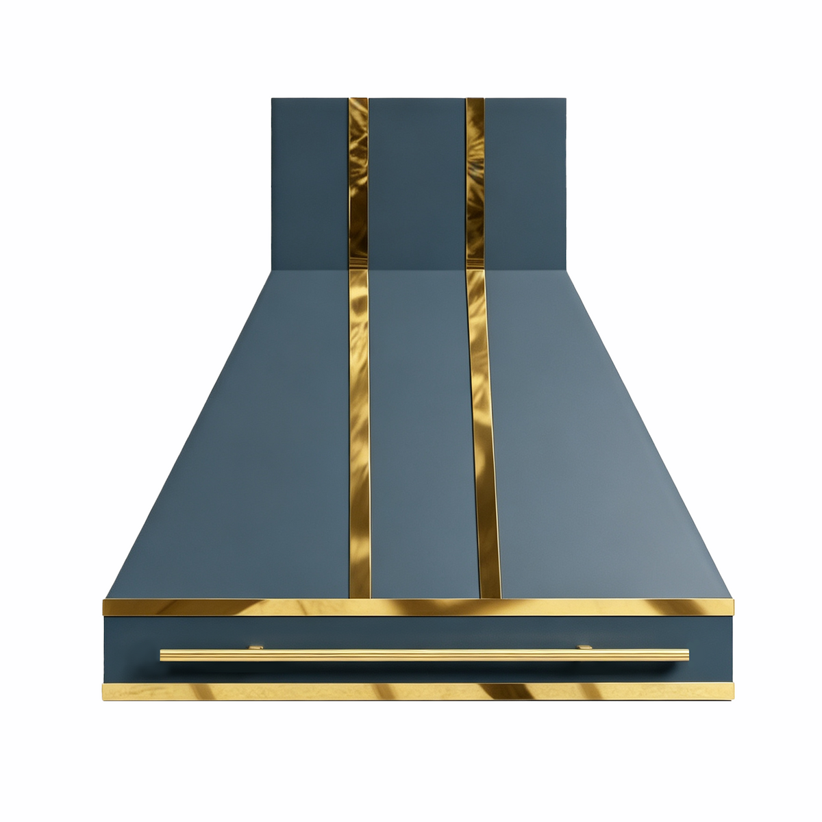 Artisan Custom Blue Stainless Steel Range Hood with Brass Accents ATHS-23