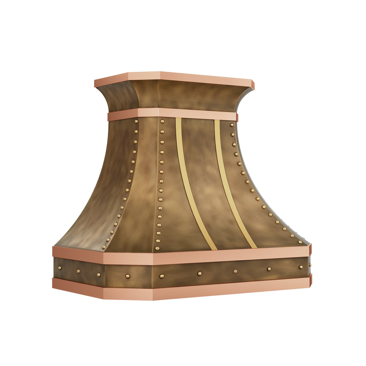 Artisan Custom Brass Kitchen Range Hood with Metal Details ATHB-13