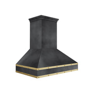 Artisan Custom Dark Zinc Range Hood with Brass Trim ATHZ-01