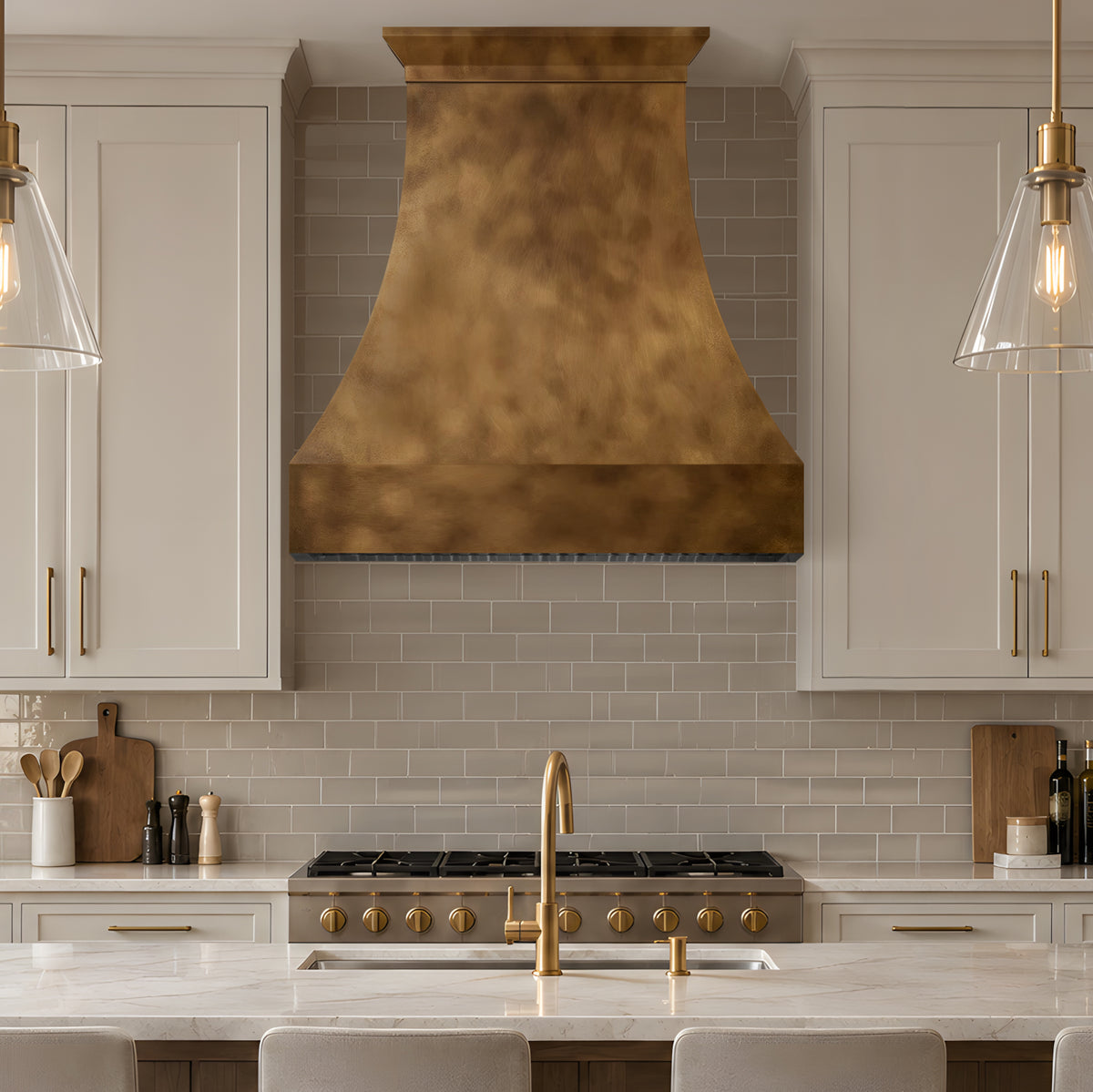Artisan Florida Custom Brass Range Hood with Curved Shape ATHB-16