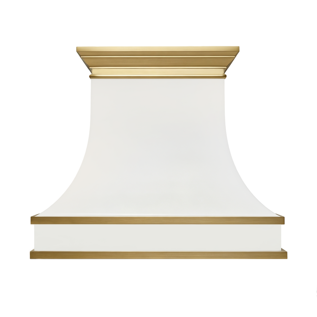Artisan Luxury Custom White Stainless Steel Range Hoods with Brass Accents ATHS-26