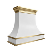 Artisan Luxury Custom White Stainless Steel Range Hoods with Brass Accents ATHS-26