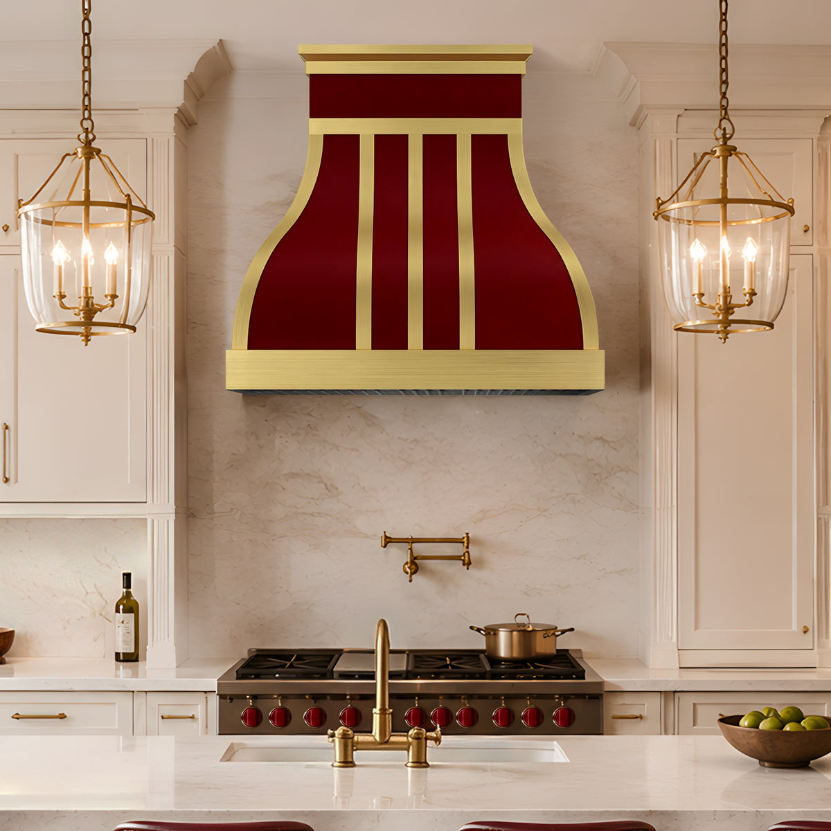 Artisan Luxury Metal Kitchen Hoods with Brass Decor ATHS-17