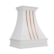 Artisan White Vent Hood with Copper Straps ATHS-04